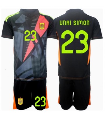 Spanien Unai Simon #23 Målvakt Borta Kläder Barn EM 2024 Kortärmad (+ Korta byxor)